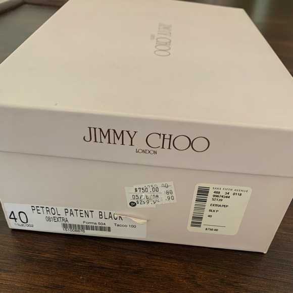 Jimmy Choo Petrol Patent Black Sandals Heels 40 - Picture 7 of 7